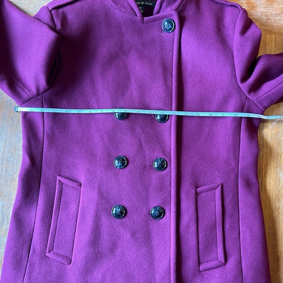 Double-breasted Wool Raspberry Jacket Lined in Leopard Print Like New Sz Med - Picture 15 of 16